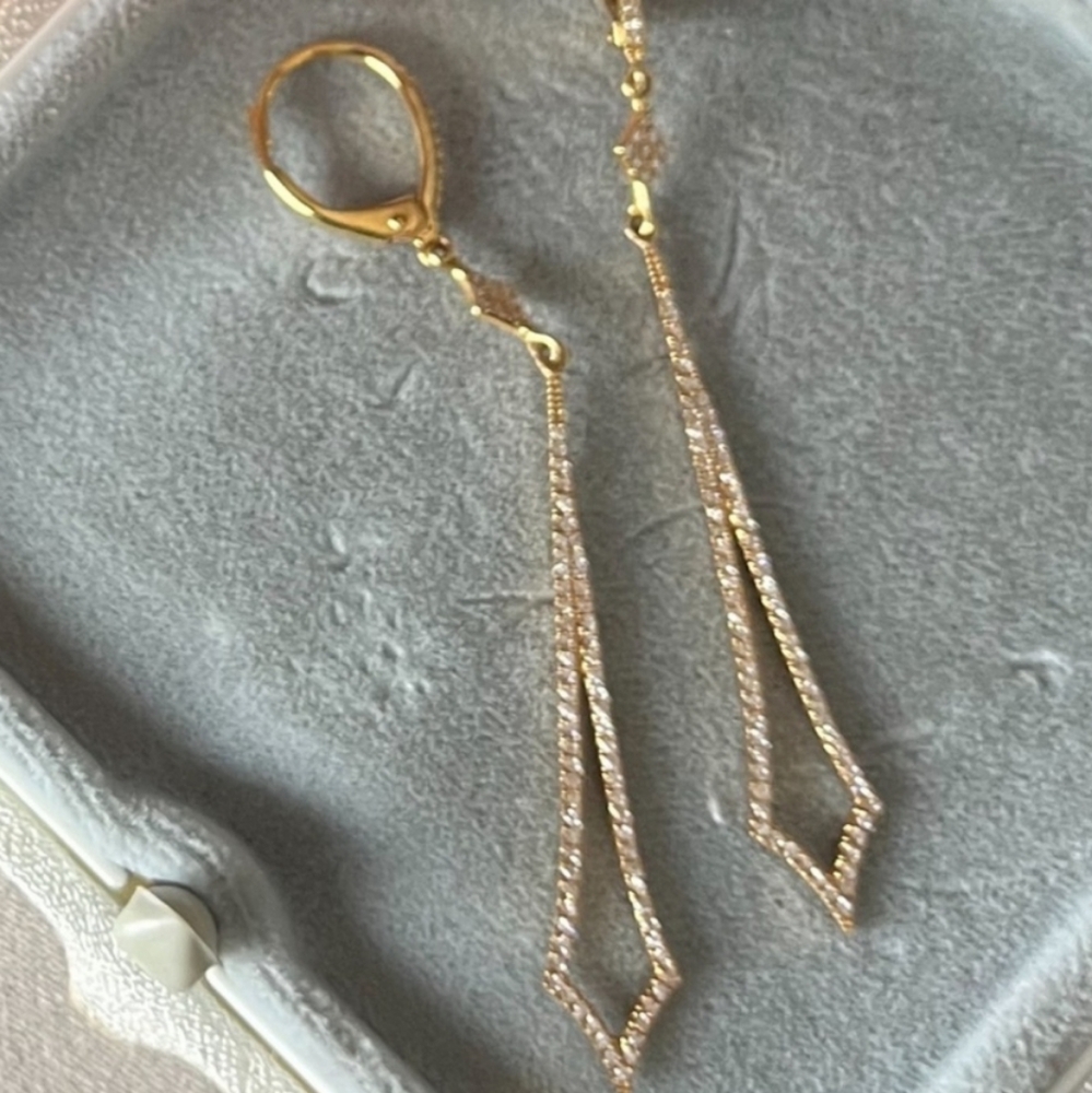 14k Diamonds Gold Dangle Earrings - Picture 4 of 5